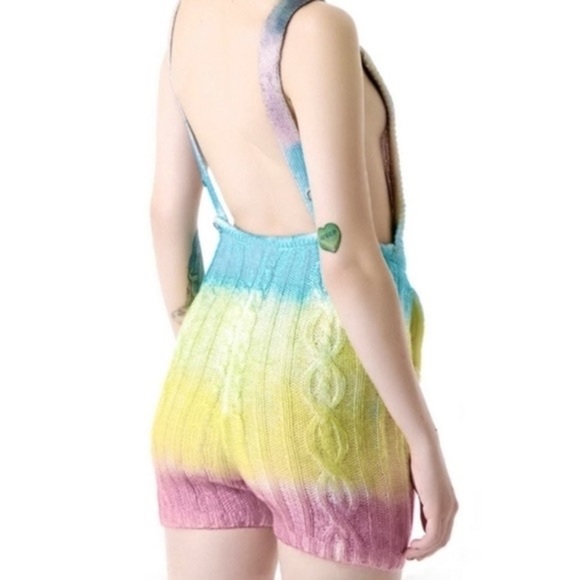 UNIF | Cake Rainbow Knit Romper Overalls - Picture 2 of 8